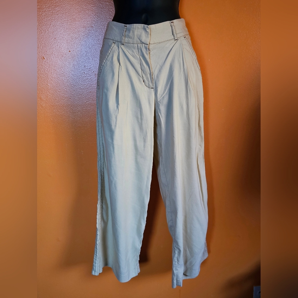 Jonathan Simkhai Linen Safari Crop Wide Leg Ankle Women's Pant Size XS